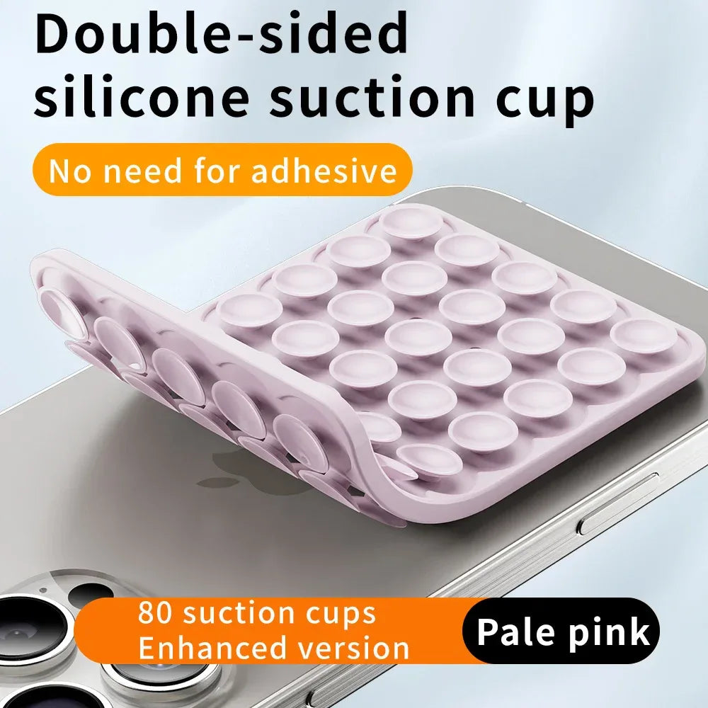 Suction Cup Phone Case Mount Double-Sided,Silicon Sticky Phone Stand for iPhone Android Selfies Hands-Free Strong Grip Holder