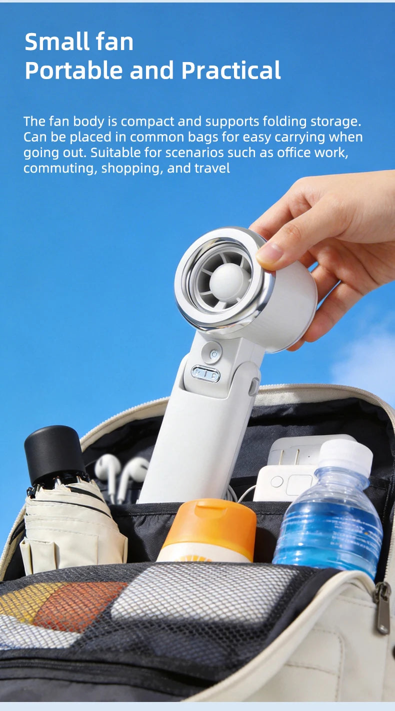 Portable Mini Fan Water Mist Spray Fan 3600mAh 5 Speeds Handheld Foldable Neck Hanging Small Fans Humidifier USB Rechargeable