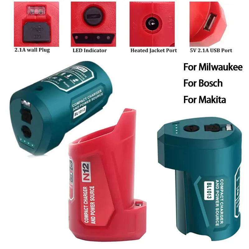 Charger Converter USB Power Adapter Phone Charger Adapter For Milwaukee For Makita For Bosch 12V Battery 12V DC Output Port