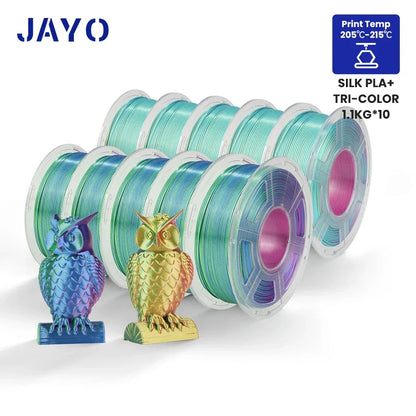 JAYO 10Rolls SILK PLA+ 3D Filament 1.75mm SILK PLA Rainbow  Filament for FDM 3D Printer SILK Dual & Triple 3D Printing Materials