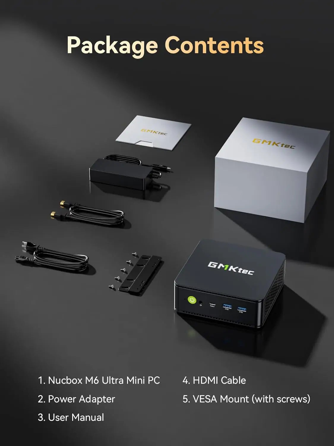 AittactXGMKtec M6 Ultra AMD Ryzen 5 7640HS Mini PC DDR5 M.2 SSD Windows 11 Pro WiFi 6E BT5.2 2.5G LAN Desktop Gaming Office PC