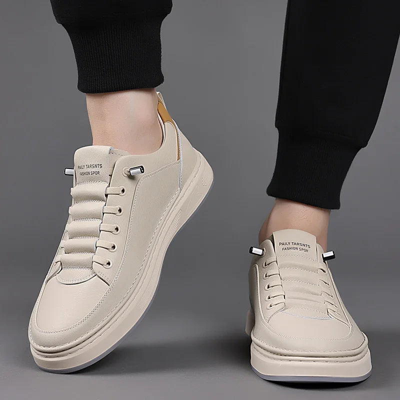 New Men's Shoes High Quality Leather Casual Shoes for Men Designer Sneakers Tenis Masculino Comfort Lace-up White Sport Shoes