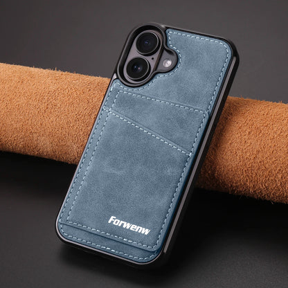 Business Flip Leather Case for iPhone 16 17 Air 16E 15 14 13 12 11 Pro Max Plus Mini Built-in Magnetic Wallet Card Phone Cover
