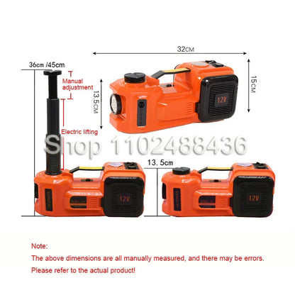 12V 5T Electric Car Hydraulic Jack with Tire Inflator Pump and LED Light  3 in 1 Lift jacks With Safe Hammer Tool Kit