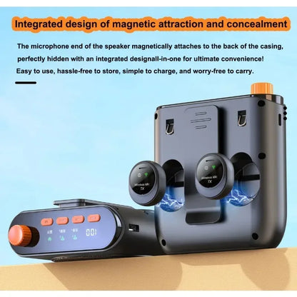 Portable Magnetic Megaphone Voice Amplifier Mini Audio Speaker with Microphone Rechargeable Loudspeaker for Teachers Tour Guider