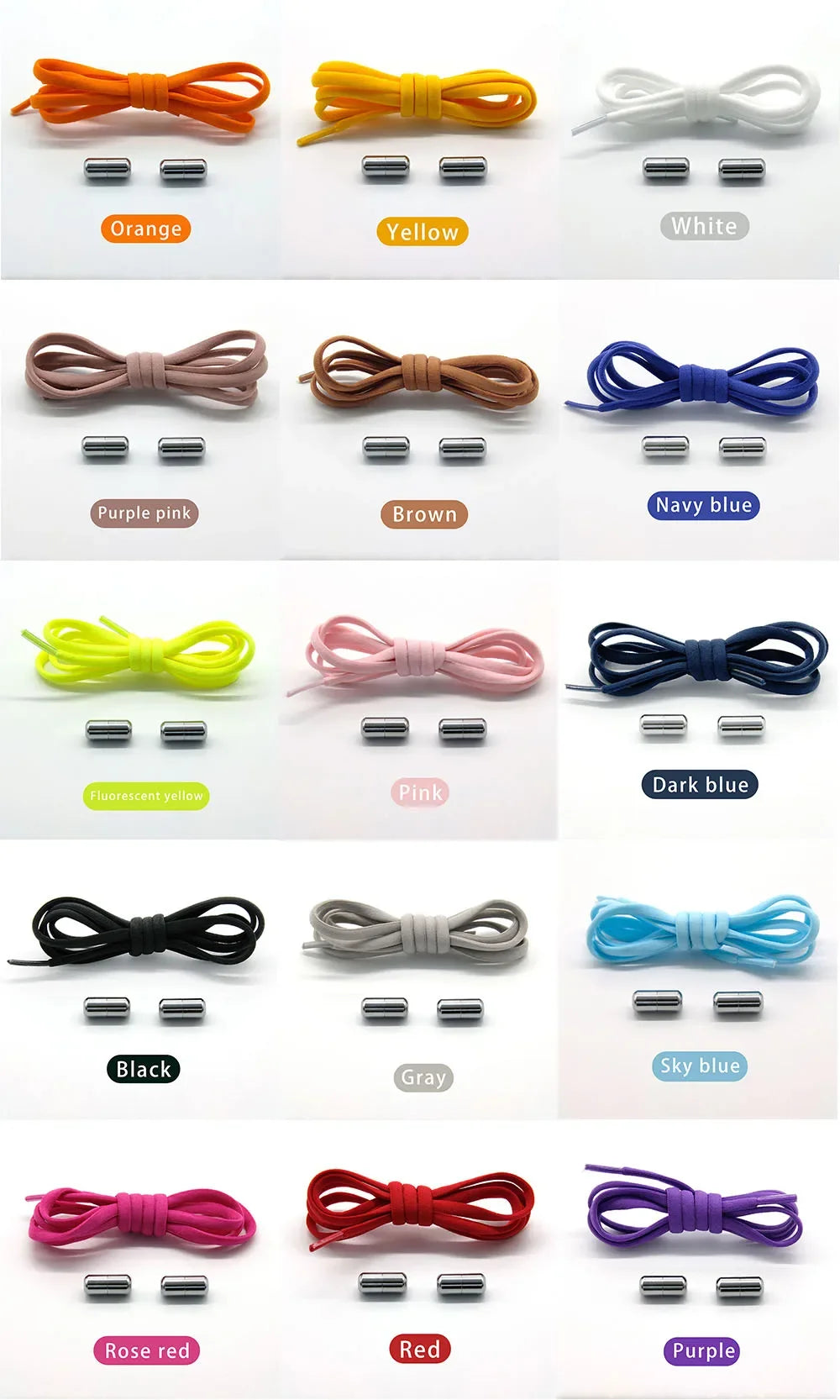 Elastic No Tie Shoelaces Semicircle Shoe Laces for Kids and Adult Sneakers Shoelace Quick Lazy Metal Lock Laces Shoe Strings