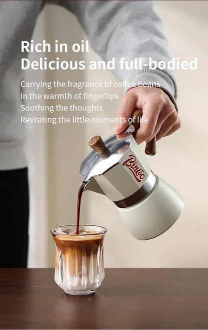 Bincoo Moka Pot and Electric Stove Combo Espresso Maker Compact Design for Small Spaces for Rich Italian Style Coffee Brewing