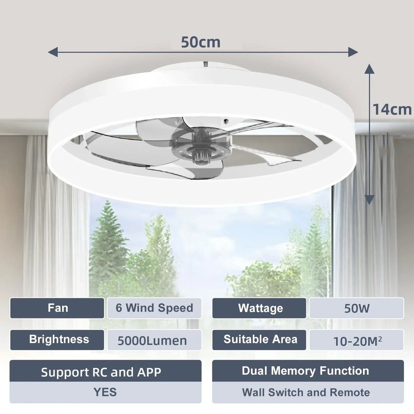 Modern Smart Fan With Lights Winter Infinitely Dimmable Summer Reversible Dual Modes For Living room Bedroom Kitchen