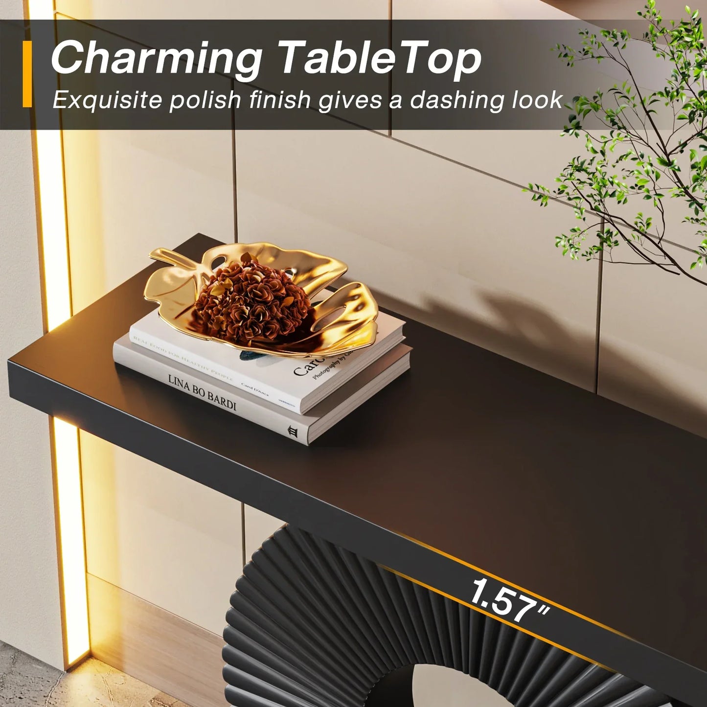 Tribesigns Modern Console Table with Geometric Base, 40 inch Wood Entryway Table Sofa Table Narrow Long Table
