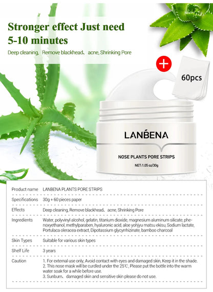 LANBENA Face Mask Blackhead Remover Skin Care Nose Mask Pore Strip Deep Cleaning Peeling Acne Treatment Facial Mask