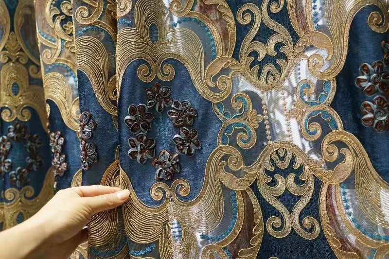 Europe Luxury Style Embroidery Chenille Blackout Curtain High Quality Decoration Living Room Dining Room Bedroom Valance Curtain