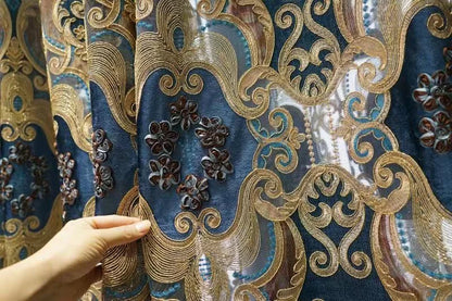 Europe Luxury Style Embroidery Chenille Blackout Curtain High Quality Decoration Living Room Dining Room Bedroom Valance Curtain