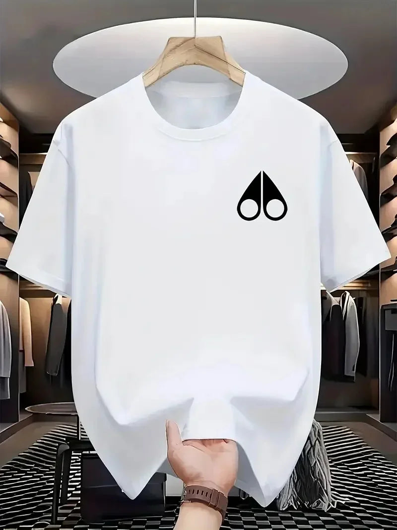 Men's clothing loose-fitting short-sleeved sports T-shirt made of pure cotton for casual wear.