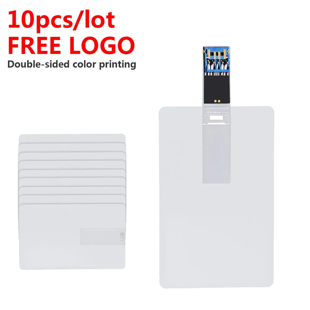 10/20/50PCS LOT Free Logo 100% Capacity 16GB 32GB Credit Card USB Flash Drive 3.0 Customized Logo Top Quality Creative Pendrive