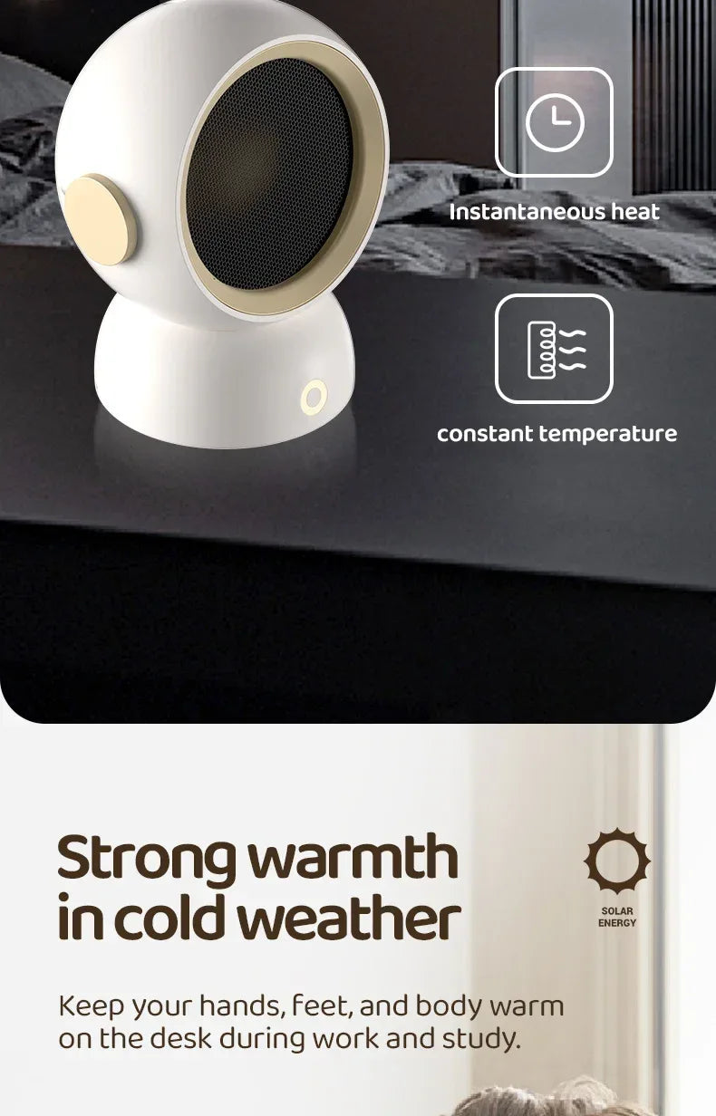 1200W Electric Heater Portable Desktop Fan Heater Heating Warm Air Blower Mini Radiator Home Office Warmer Machine for Winter