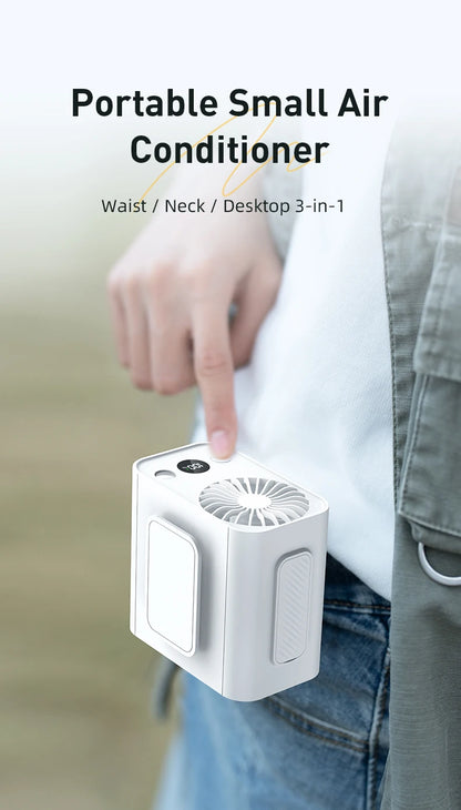 Vissko Outdoor Waist Mounted Fan Polymer Battery Anti Drop Shock Absorption USB Portable with Bladeless Hanging Neck Fan