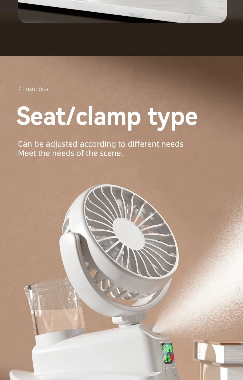 Refrigerating Clip Spray Fan USB Rechargeable Office Dormitory Outdoor Multi-Functional Desktop Clip Fan Moisturizing