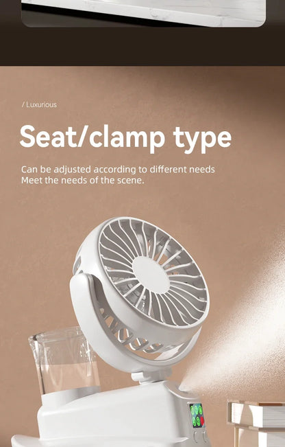 Refrigerating Clip Spray Fan USB Rechargeable Office Dormitory Outdoor Multi-Functional Desktop Clip Fan Moisturizing