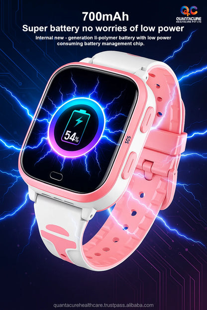 2025 QC AX5 Kids Smartwatch 4G GPS SIM SOS Video Call Camera 1+8GB IP67 App Control Tracker Voice Call Bracelet Compass Square