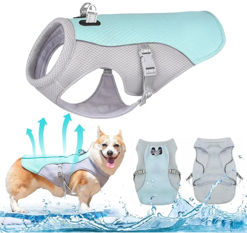 Dog Cooling Vest Harness, Lightweight Breathable Small Puppy Cooler Jacket with Adjustable Buckle for Outdoor Beach, Hiking, Tr