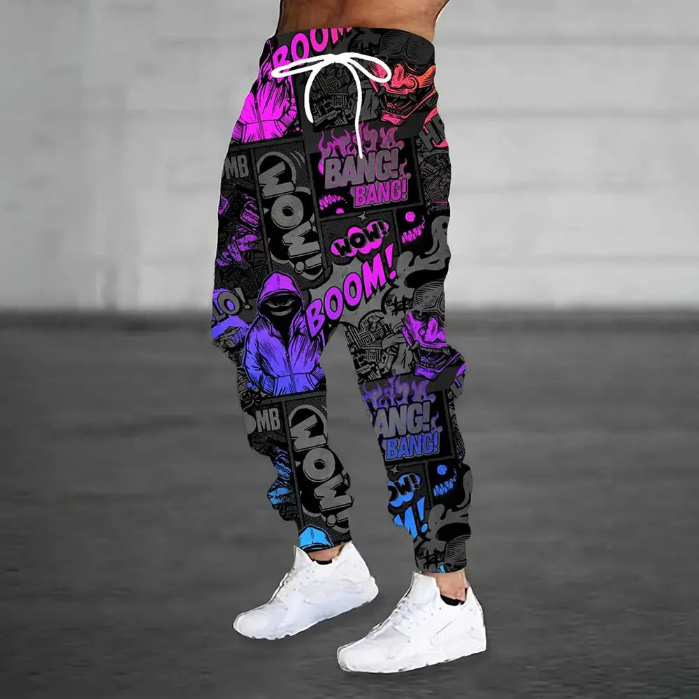Men Loose Casual Pocket Drawstring Sweatpants Winter New Thick Warm Pants Fashion Letter Printed Sweatpants Men Tracksuit Pants