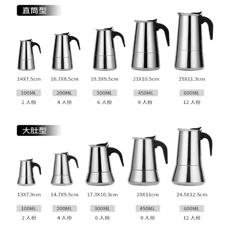Explosions Stainless Steel Mocha Pot European Coffee Cup Portable Electric Coffee Pot Spot Wholesale