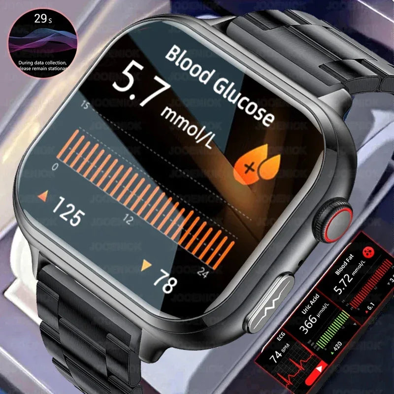2025New Medical Grade ECG+PPG Smart Watch BMI Body Fat Uric Acid Painless Non-invasive Blood Sugar Monitoring Calling Smartwatch
