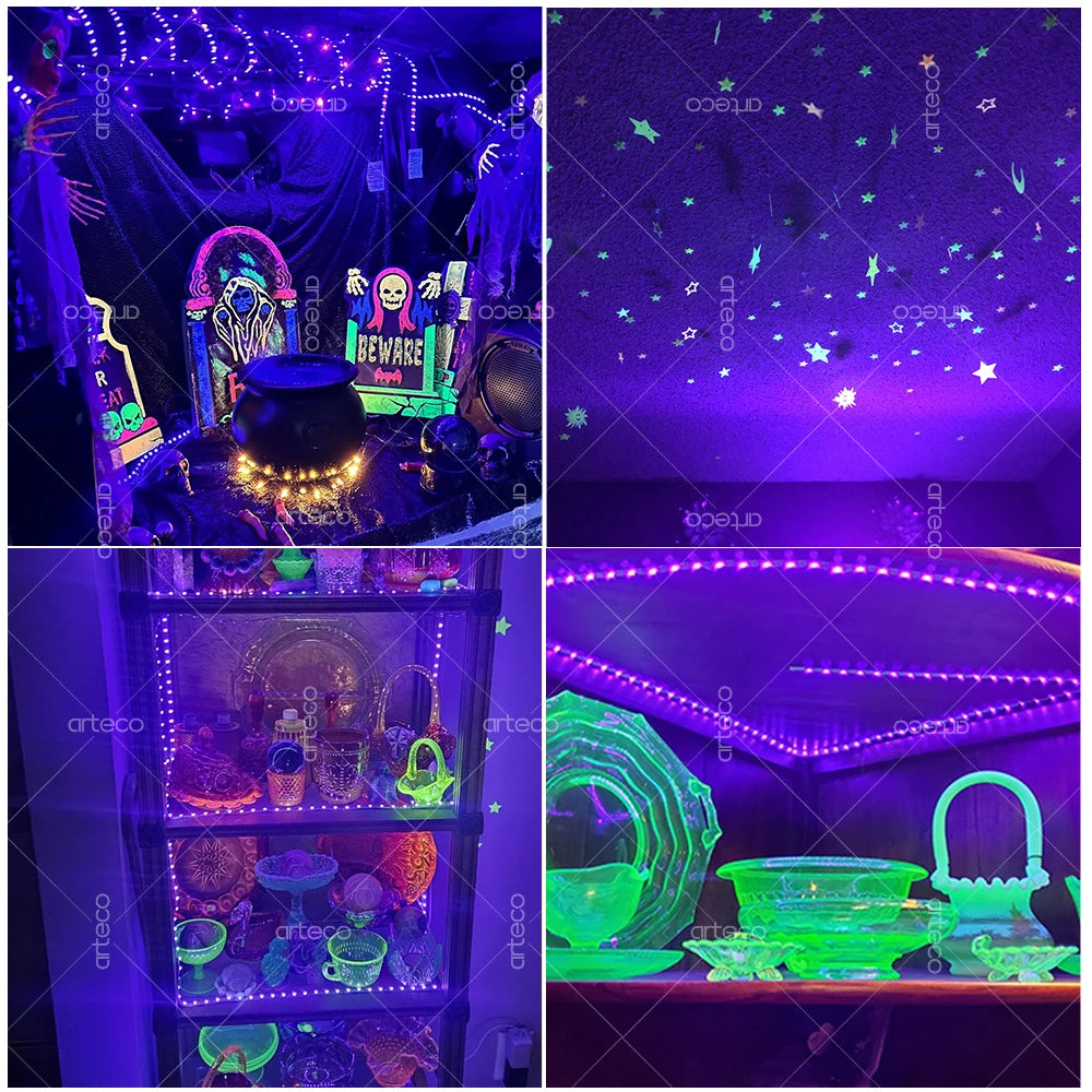 UV LED Black Light Strip USB LED Strip Tape 395-405nm Ultraviolet Light For Glow Party Bedroom UV Lamp Fluorescent Poster Body