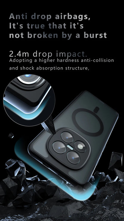 For Xiaomi Redmi Note 15 Pro Plus 5G Case Shockproof Magnetic Matte PC+TPU Anti-fingerprint Translucent Cover for Note15 Pro