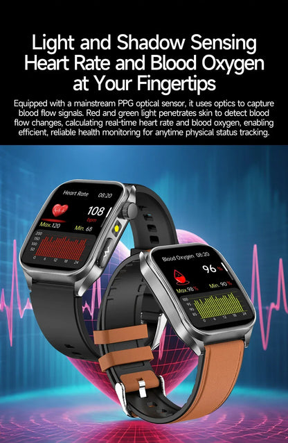 New 650nm Dual probe laser Health Smart Watch ECG+PPG Blood pressure Uric Acid Blood lipids AMOLED Physical therapy Smartwatches