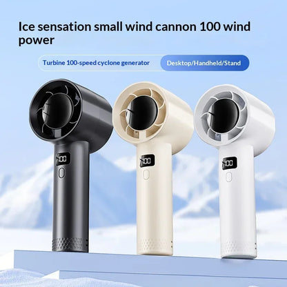 Portable Handheld Fan 100 Wind Speeds Mini Bladeless Hand Fan USB Rechargeable Highspeed Fans Camping Electric Fans Air Cooler