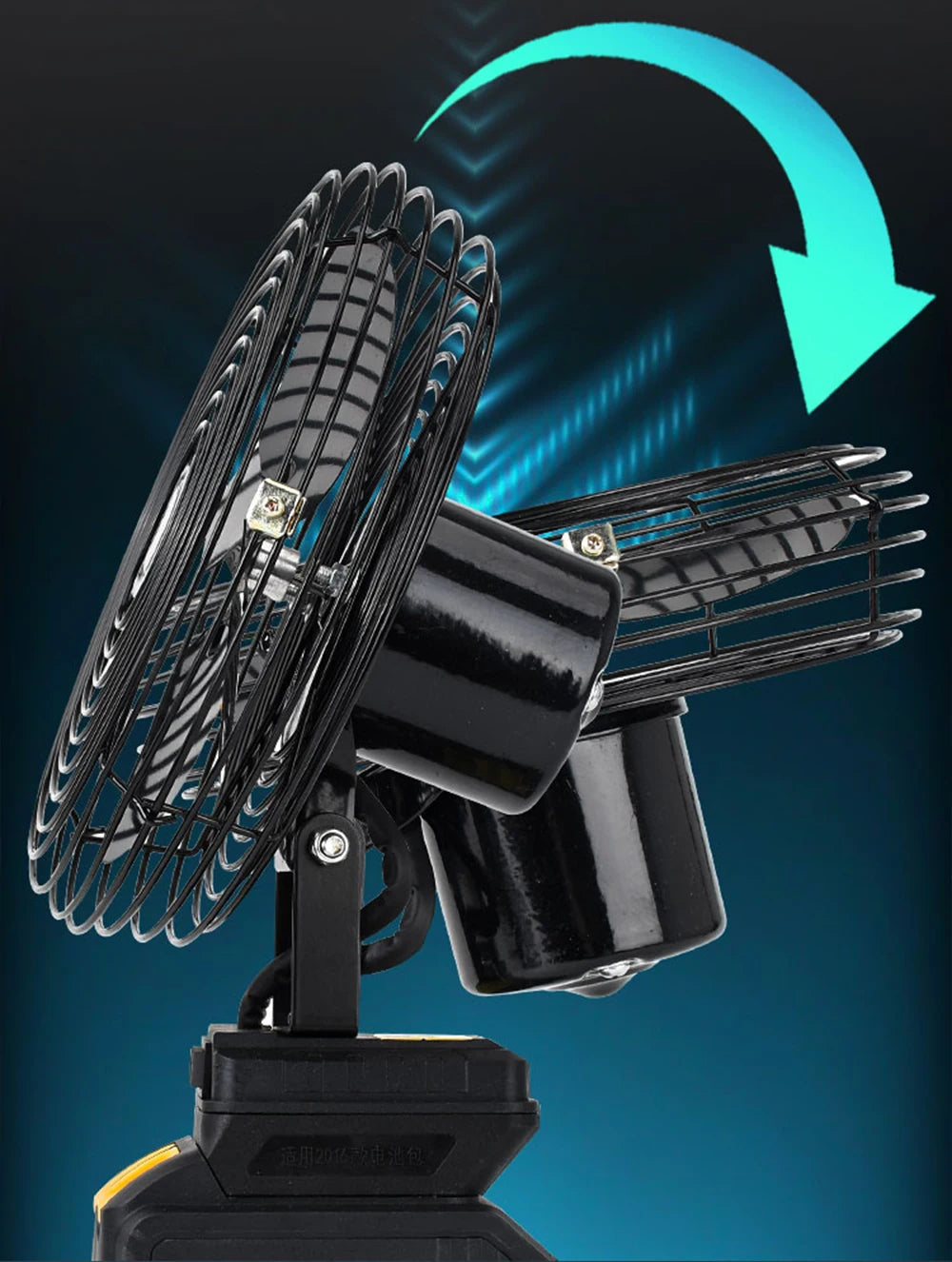 Camping Fan 8 Inches Wireless Outdoor Fishing Desktop Portable Metal Fan Strong Wind Fan Fit Makita/Dewalt 20V Battery  Pins