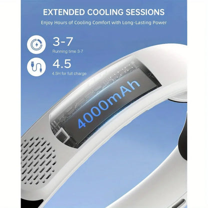 Neck Fan Rechargeable Ice Cooling Personal Air Conditioner, LED Digital Display Mini Fan for Running Cycling Office Home Outdoor