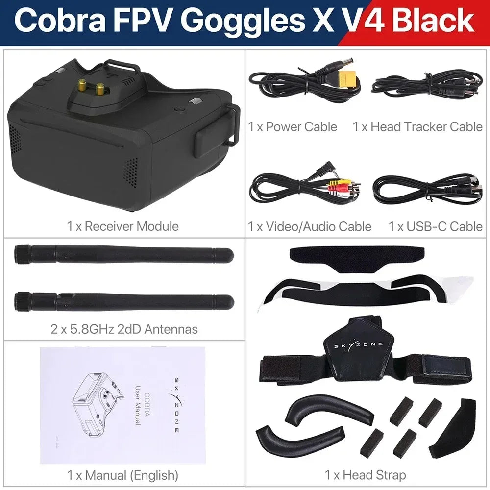 SKYZONE Cobra SD X V4 FPV Video Goggles 800x480 4.3in Cobra 1280x720 4.1in 5.8G Receiver Head Tracker DVR for FPV Racing Drone