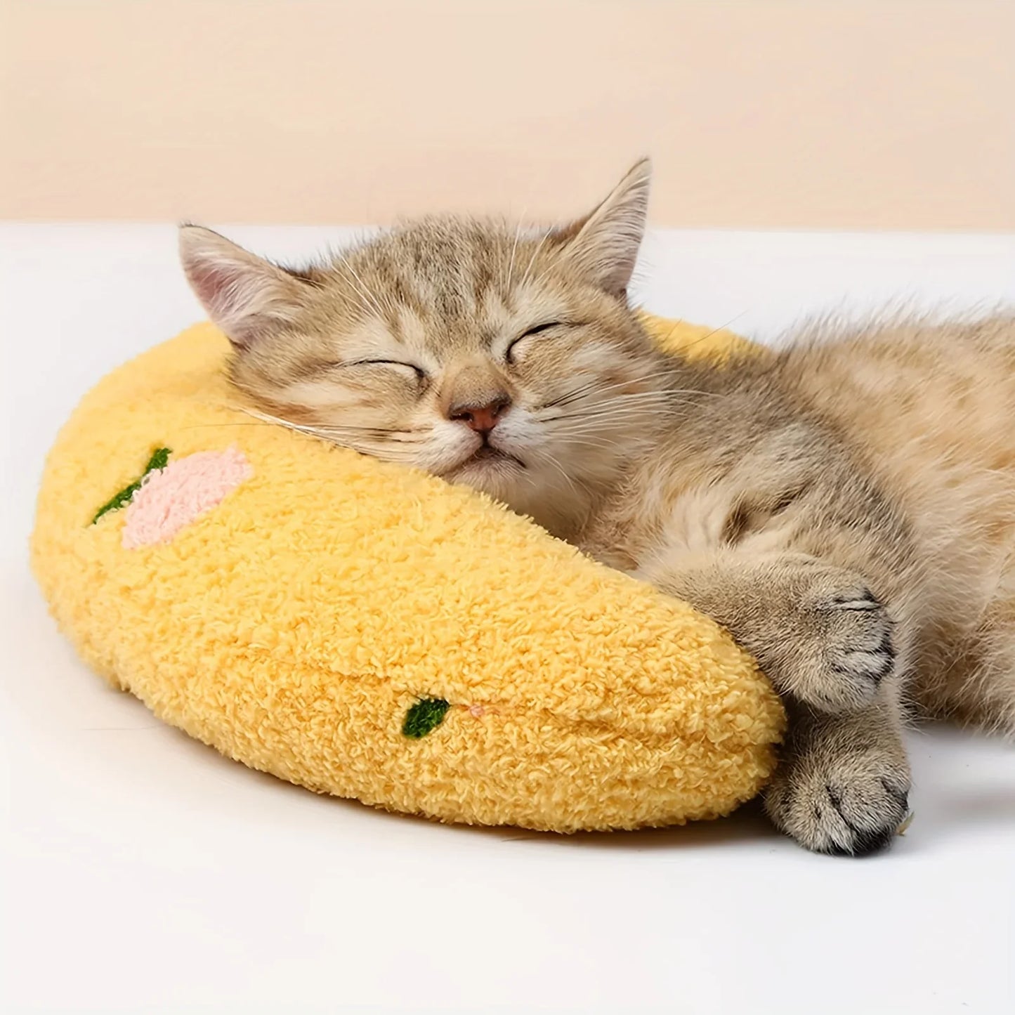 Warm Fluffy Pet Neck Pillow Comfortable U-Shaped Cushion for Cats Dogs Anxiety Relief and Deep Sleep