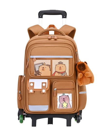 Children Cartoon School Backpack with Wheels Students Bags for Girls Boys Trolley Bag Cute Schoolbag Rolling Wheeled Backpacks