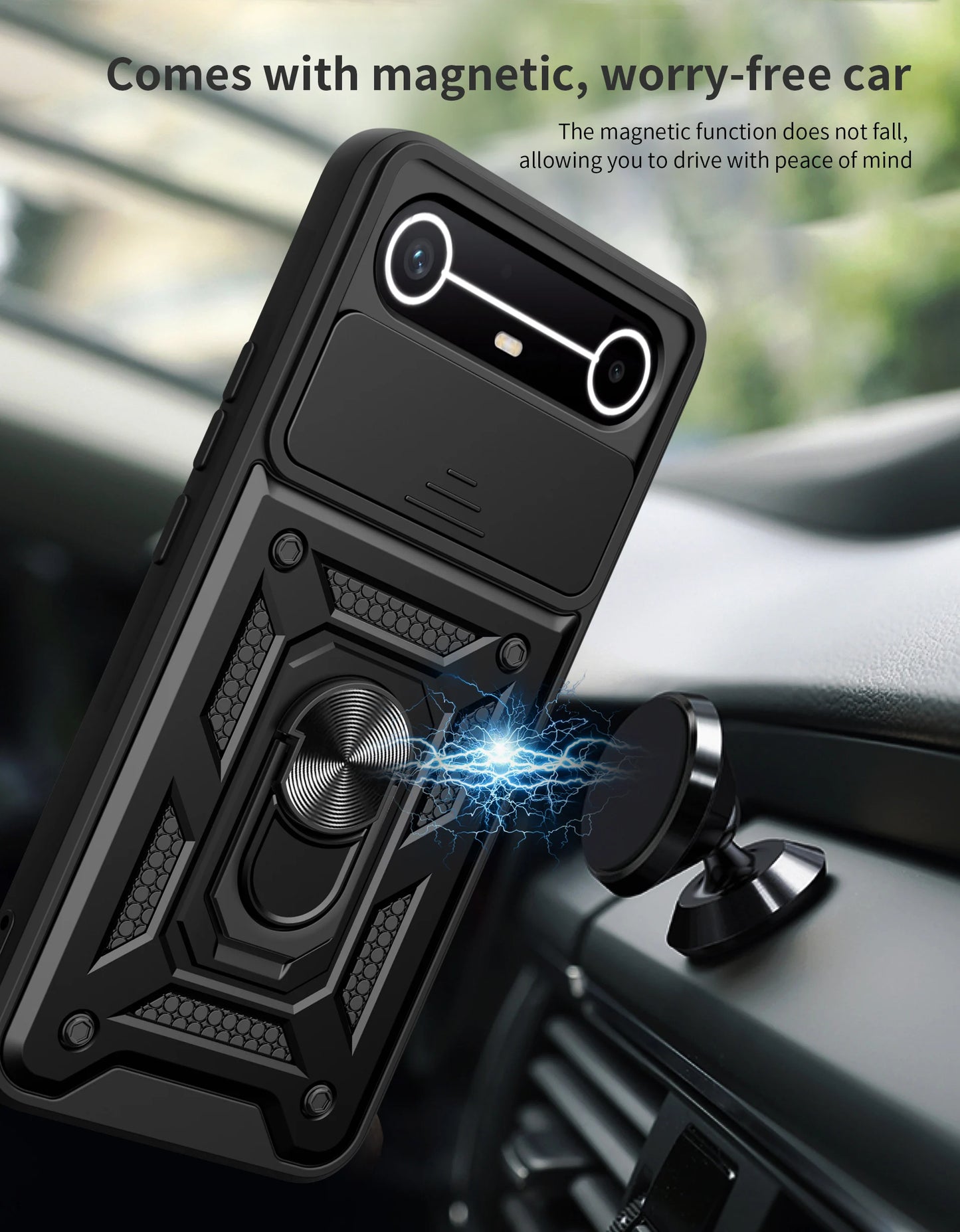 Slide Camera Cover for Tecno Spark Slim 4G Pova Slim 5G Case Ring Kickstand Holder Full Protective Shockproof Phone Capa Funda