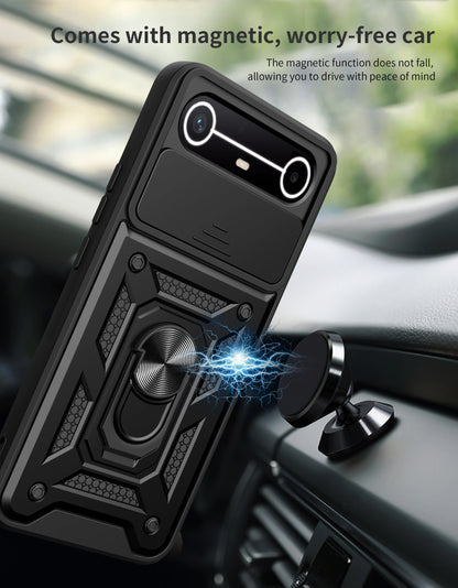 Slide Camera Cover for Tecno Spark Slim 4G Pova Slim 5G Case Ring Kickstand Holder Full Protective Shockproof Phone Capa Funda