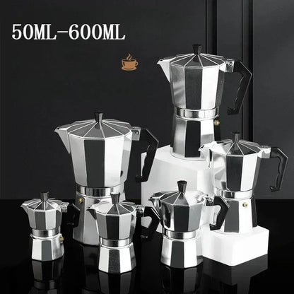 New 50ml-600ml Moka Pot Aluminum Household Electric Burner Stove Top Espresso Percolator Coffee Maker Coffee Extraction Pot