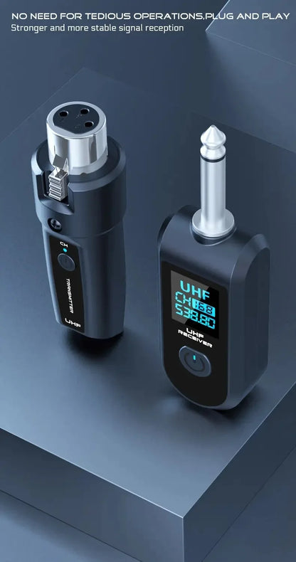 UHF Wireless Microphone System XLR Transmitter Receiver For Dynamic Mic Guitar Audio Mixer PA System