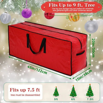 Christmas Tree Storage Bag for Up to 228.6cm Disassembled Trees with Reinforced Handles & Dual Zipper Dust & Moisture Protection