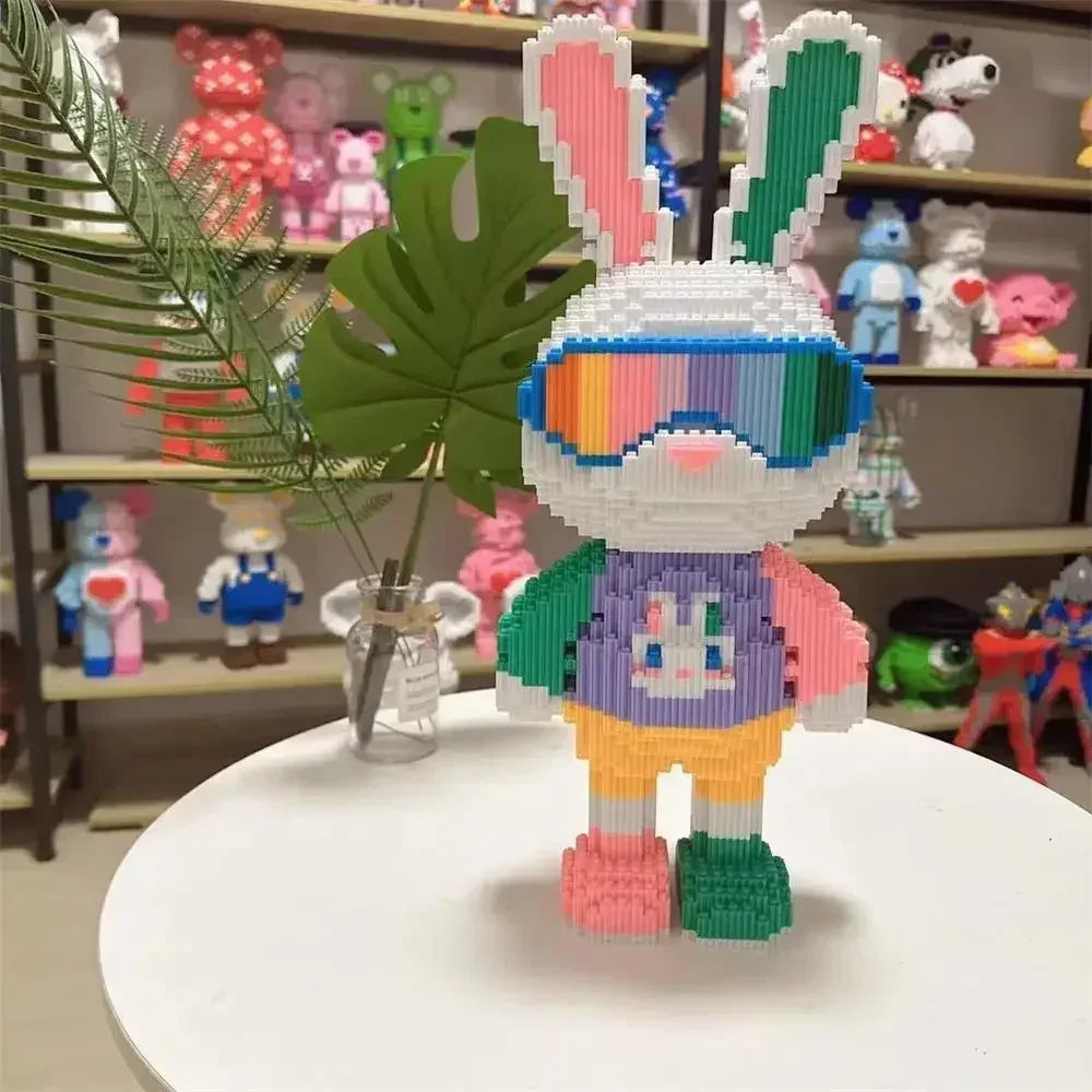 Kids Toy Candy Rabbit Colorful and Cute 3D Mini DIY Model Desktop Decoration Building Block Micro Bricks Christmas Birthday Gift