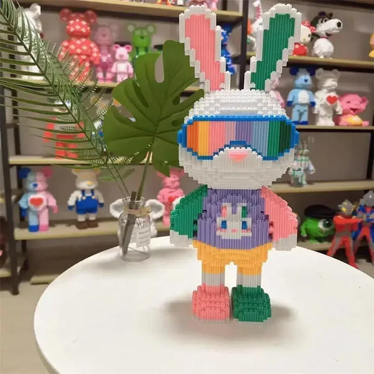 Kids Toy Candy Rabbit Colorful and Cute 3D Mini DIY Model Desktop Decoration Building Block Micro Bricks Christmas Birthday Gift