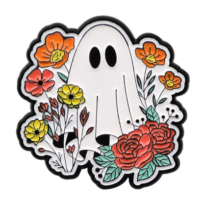 Broche fantôme d'Halloween en émail, style dessin animé, pin's pour homme, badge à accrocher à un sac à dos, accessoire de mode, bijou mignon, cadeau idéal pour les fêtes.
