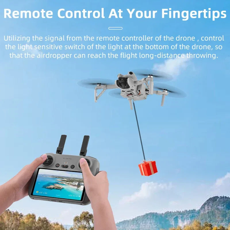 Airdrop System for DJI Mini 4 Pro Quick Release Thrower Casting Bait/Giving Gifts/Emergency Rescue Drone Accessories