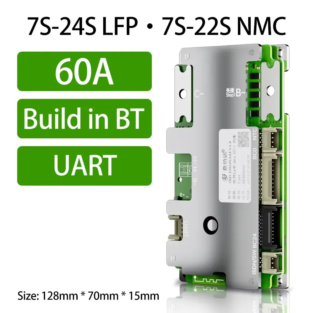 Build-in BT JBD Smart BMS Automatic Identify 7S-24S 8S 9S 10S 11S 12S 13S 14S 16S 20S 21S 22S 40A 50A 60A 80A LFP NMC Battery