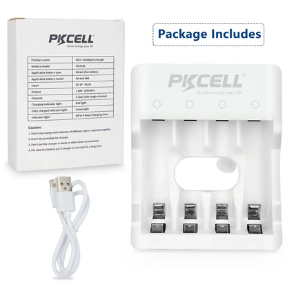 PKCELL 4PC 1.6V 900mWh Ni-Zn AAA Rechargeable Battery AAA batteries pack with NiZn Charger for NIZN AA/AAA Battery