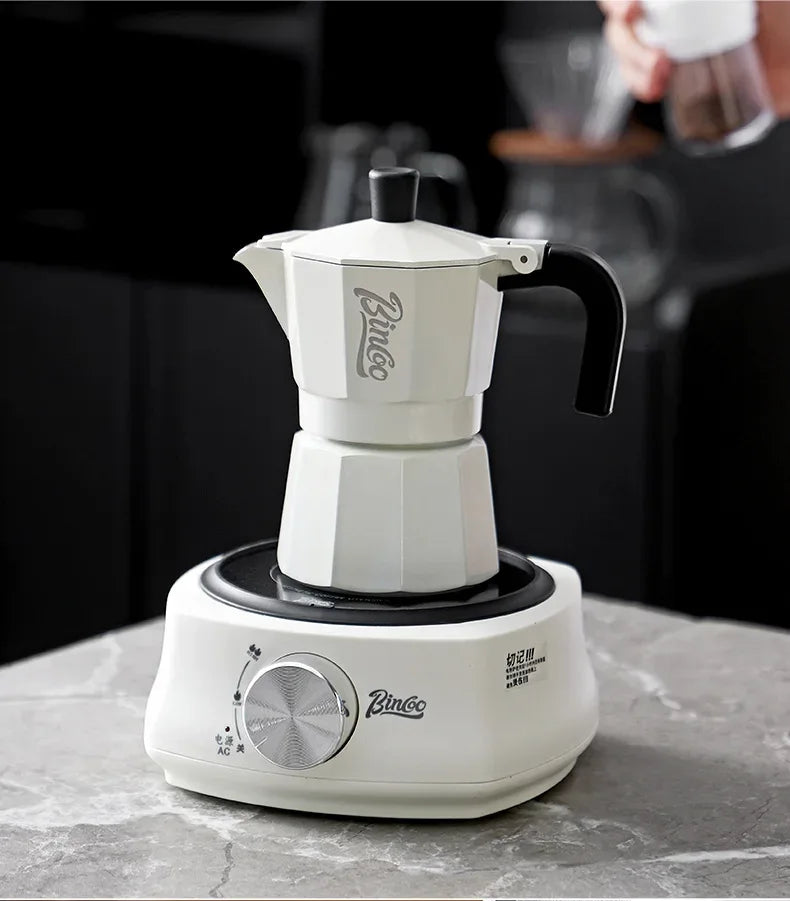 Bincoo Double Valve Moka Pot Coffee Espresso Machine Electric furnace Hand Brewed Coffee Italian Home Outdoor Barista Tools 220V