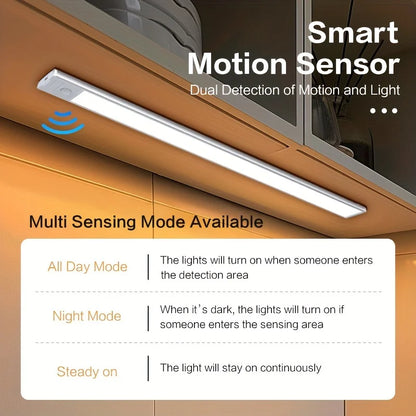 10-50cm LED Motion Sensor Light Night Wireless Lamp USB Battery Rechargeable Wall Under Cabinet For Bedroom Kitchen Lighting
