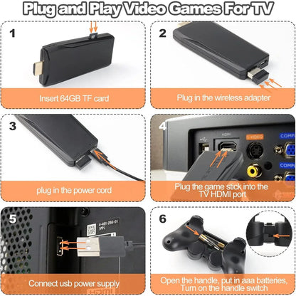 Wireless Retro Game Console, Retro Game Stick 23 Emulators 20,000+ Games 4k Hdmi 4GHz Wireless Controller Video Games for